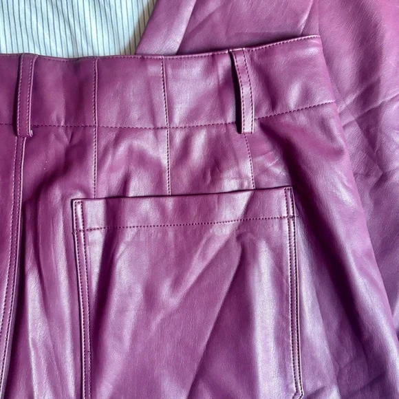 NWT MAEVE Anthropologie Colette Faux Leather Crop Wide Leg Pants in Violet | 16W - Picture 7 of 9